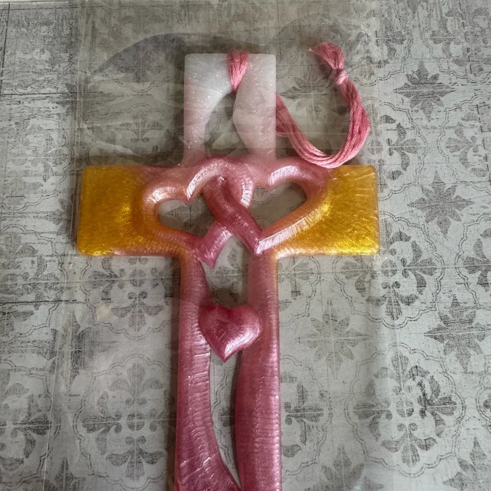 Purple and Black Heart Cross Wall Decor/ click on pic